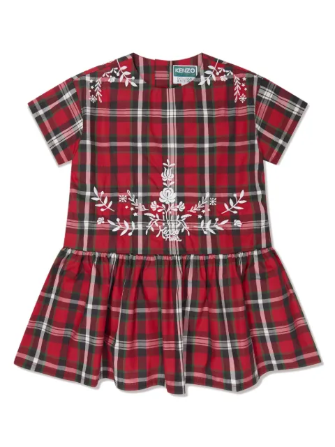 Kenzo Kids robe en coton à motif tartan 