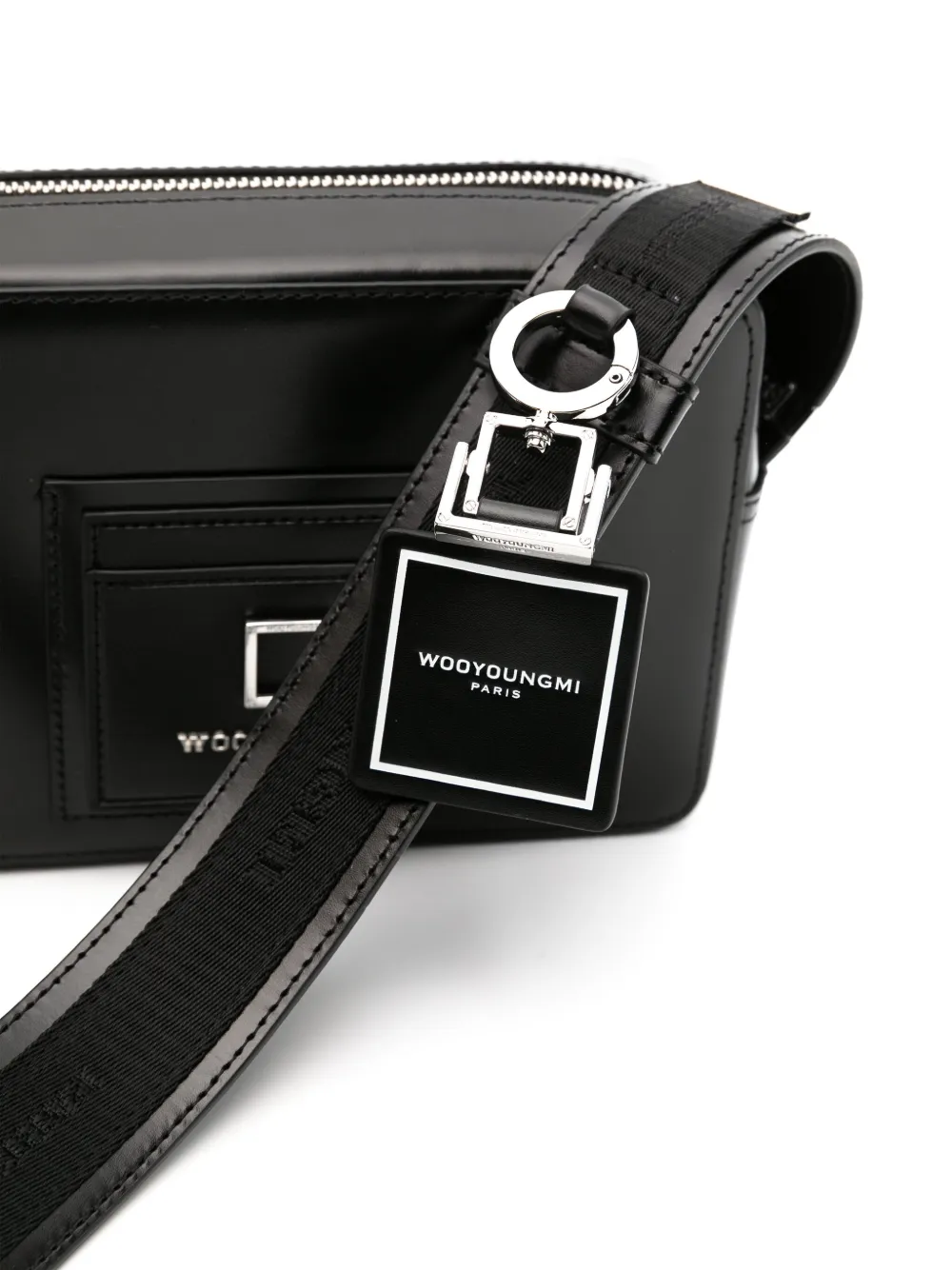 Wooyoungmi Mini Square Leather Messenger Bag | Black