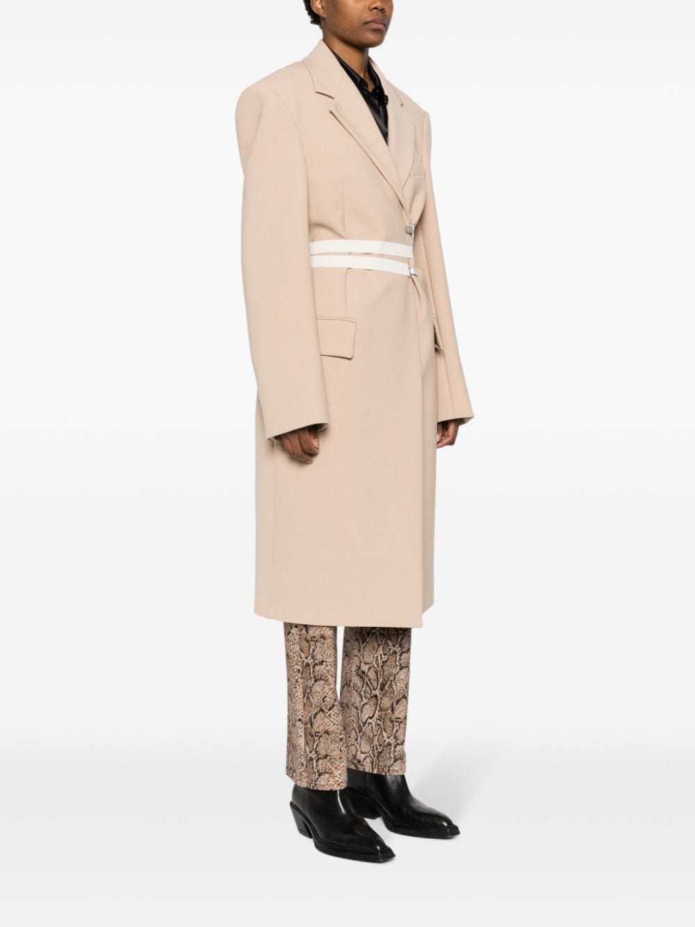 Shop Sportmax Peak-lapel Open-front Coat In Neutrals