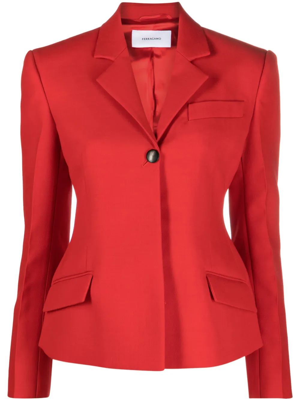 Ferragamo Wool Double Natte One-button Blazer Jacket In Red