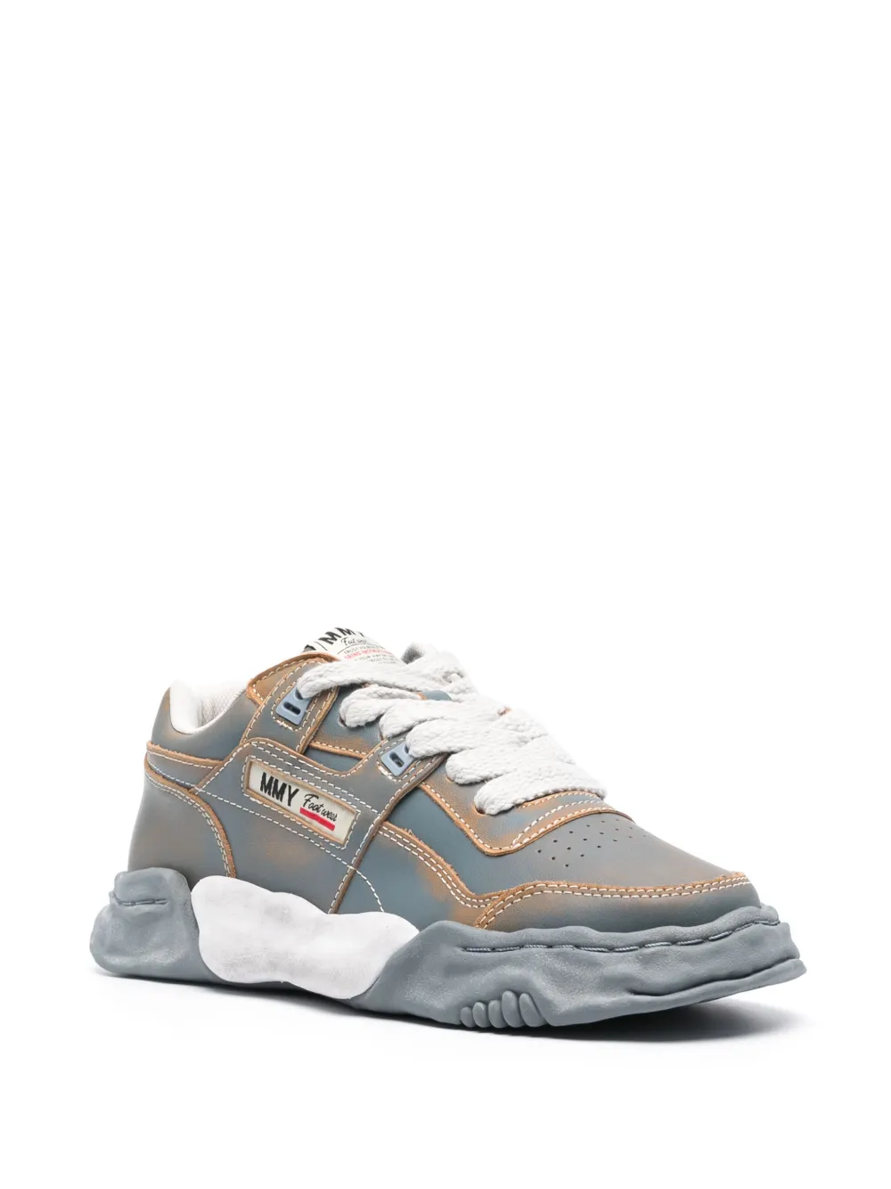 Maison MIHARA YASUHIRO Parker faded-effect leather sneakers Blue