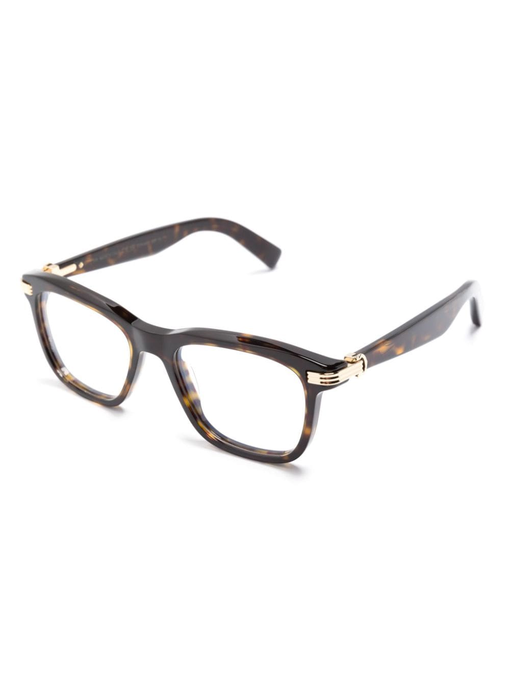 Shop Cartier Rectangle-frame Tortoiseshell Glasses In Brown