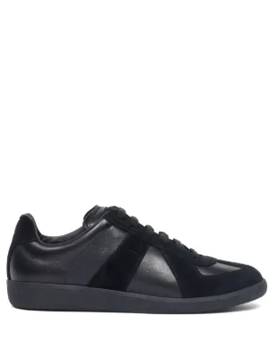 Maison Margiela Replica Paint Leather Sneakers | Black | FARFETCH ZA