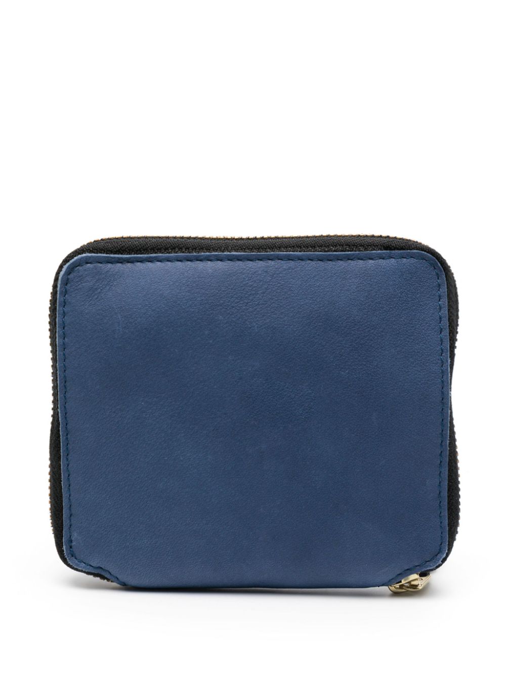 Shop Comme Des Garçons Washed Leather Zip-up Wallet In Blue