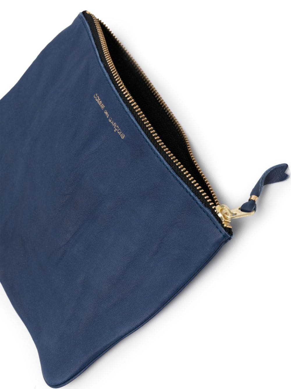 Shop Comme Des Garçons Washed Zip-up Leather Pouch In Blue