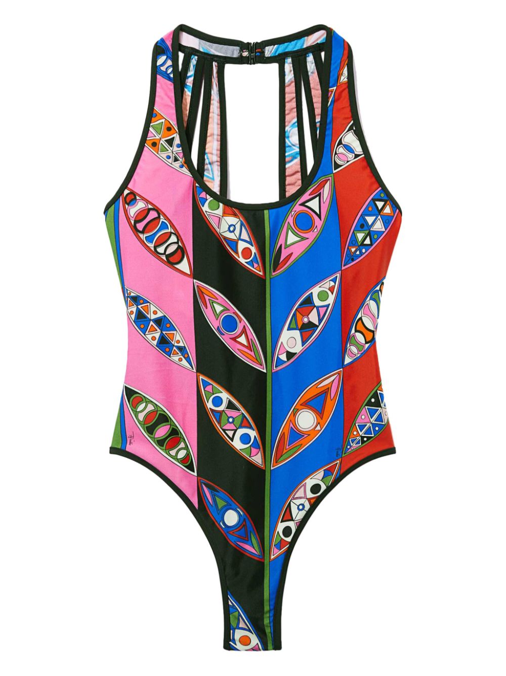 Pucci Abstract Print Open Back Swimsuit In Blue