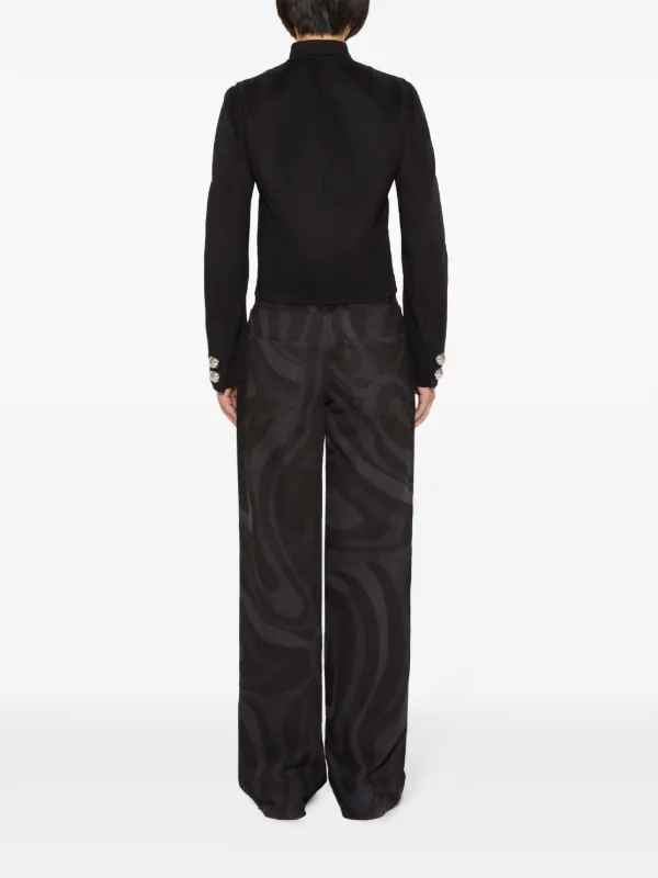 PUCCI Mock Collar Buttoned Wool Jacket | Black | FARFETCH