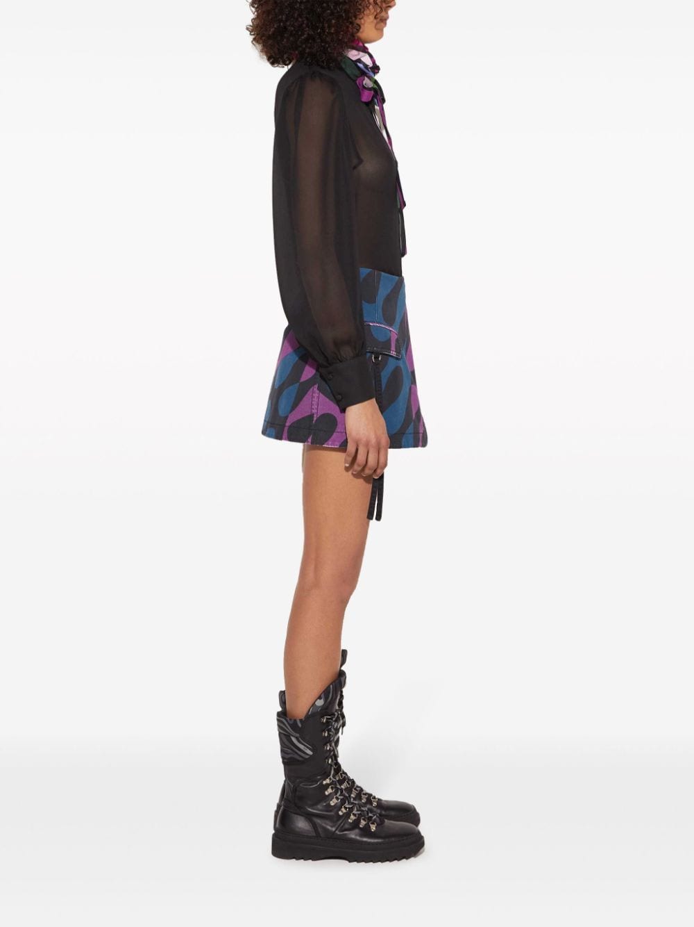 Shop Pucci Marmo-print Semi-sheer Silk Shirt In Black