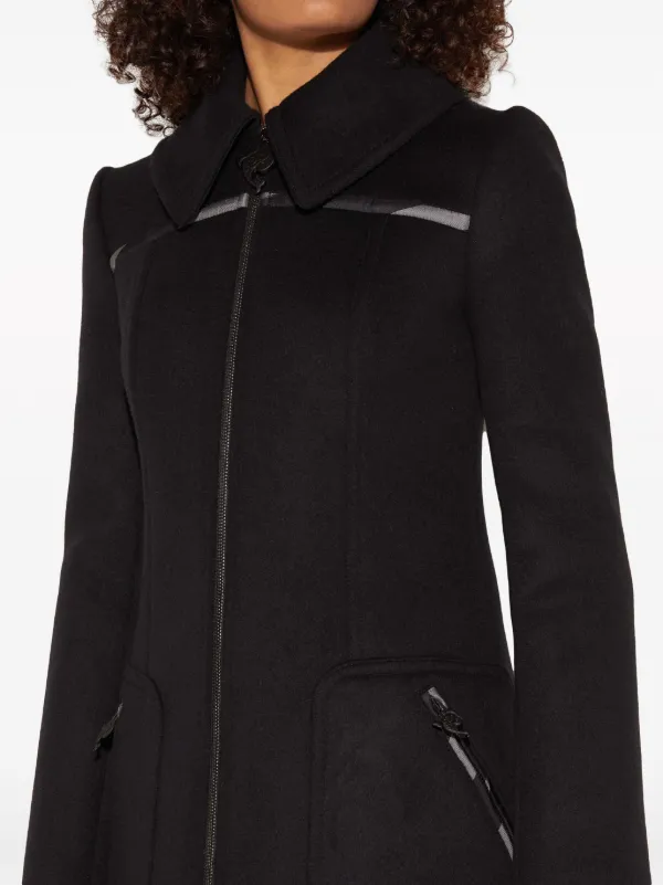 PUCCI oversize-collar zip-up Wool Coat | Black | FARFETCH