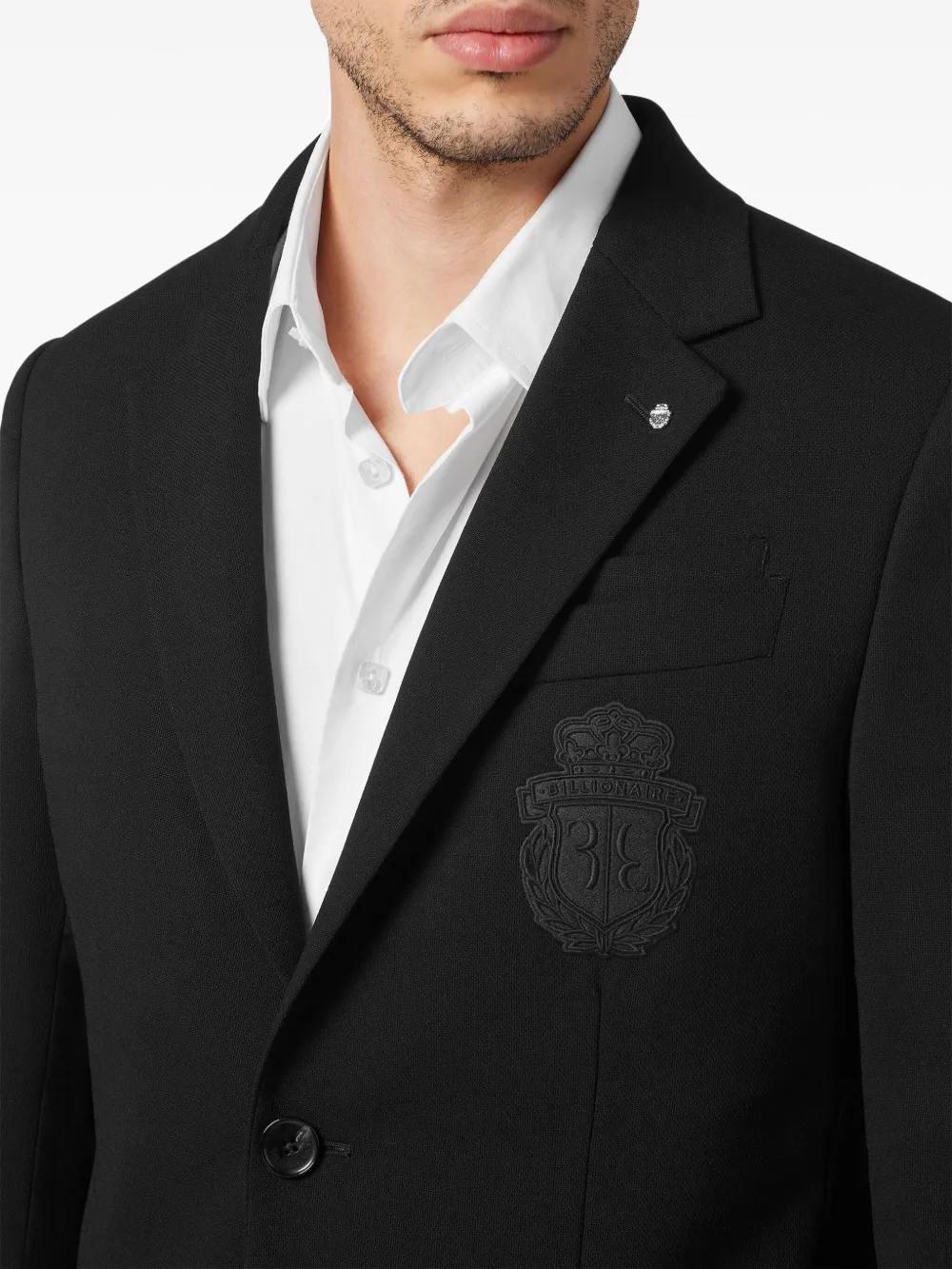 Shop Billionaire Logo-appliqué Single-breasted Blazer In Black