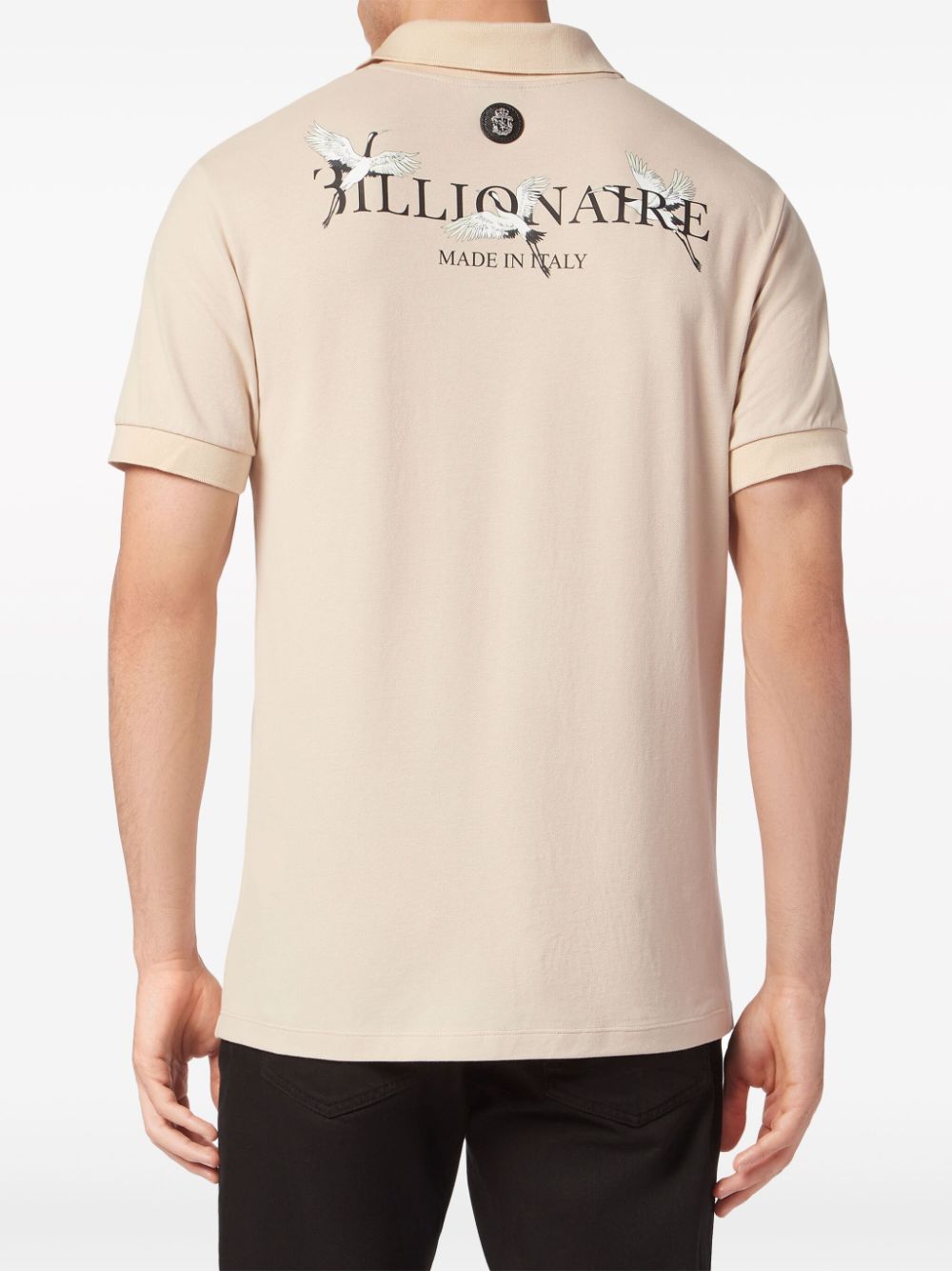 Shop Billionaire Bird-print Cotton Polo Shirt In 中性色