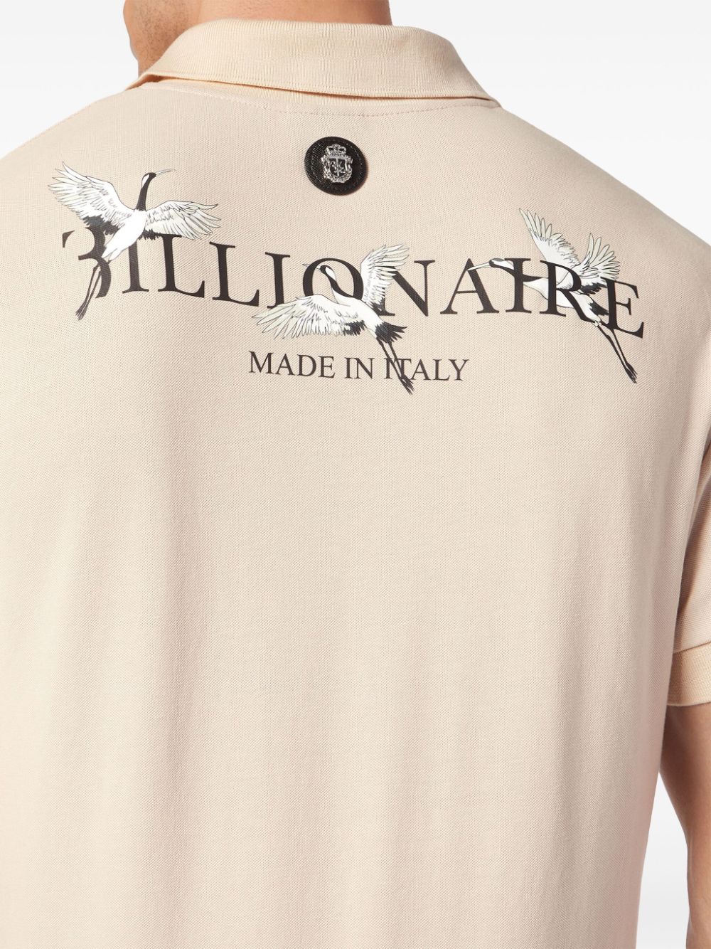 Shop Billionaire Bird-print Cotton Polo Shirt In 中性色