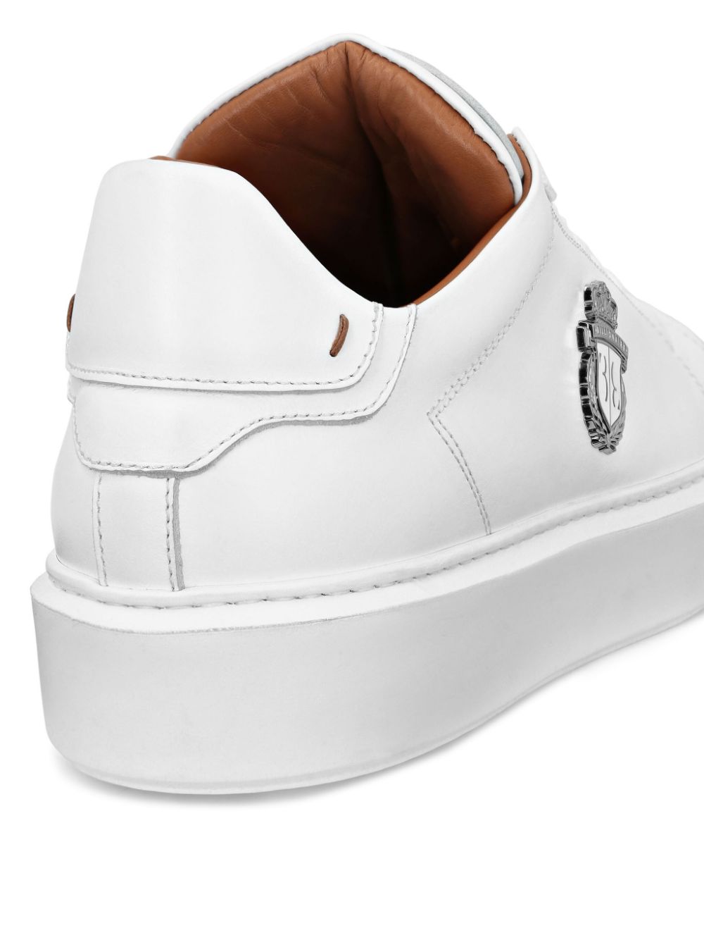 Shop Billionaire Logo-plaque Leather Sneakers In White