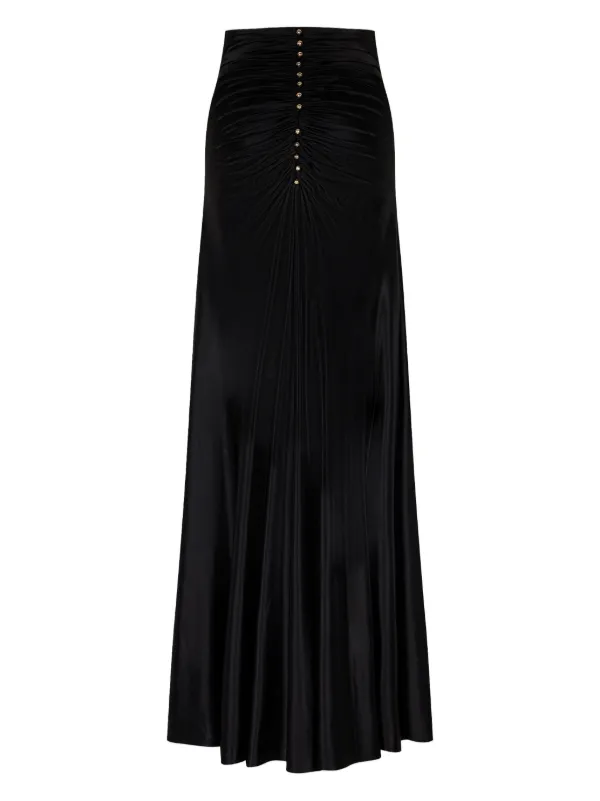 Rabanne Glossy Finish Gathered Maxi Skirt | Black | FARFETCH VN