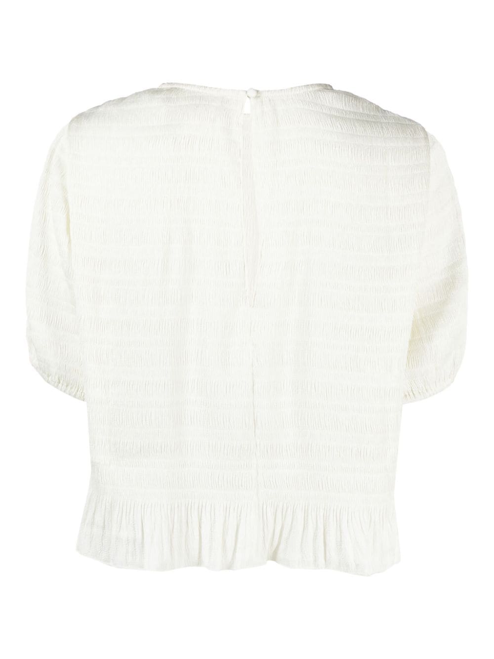 Shop Ba&sh Ruched Short-sleeved Blouse In Neutrals