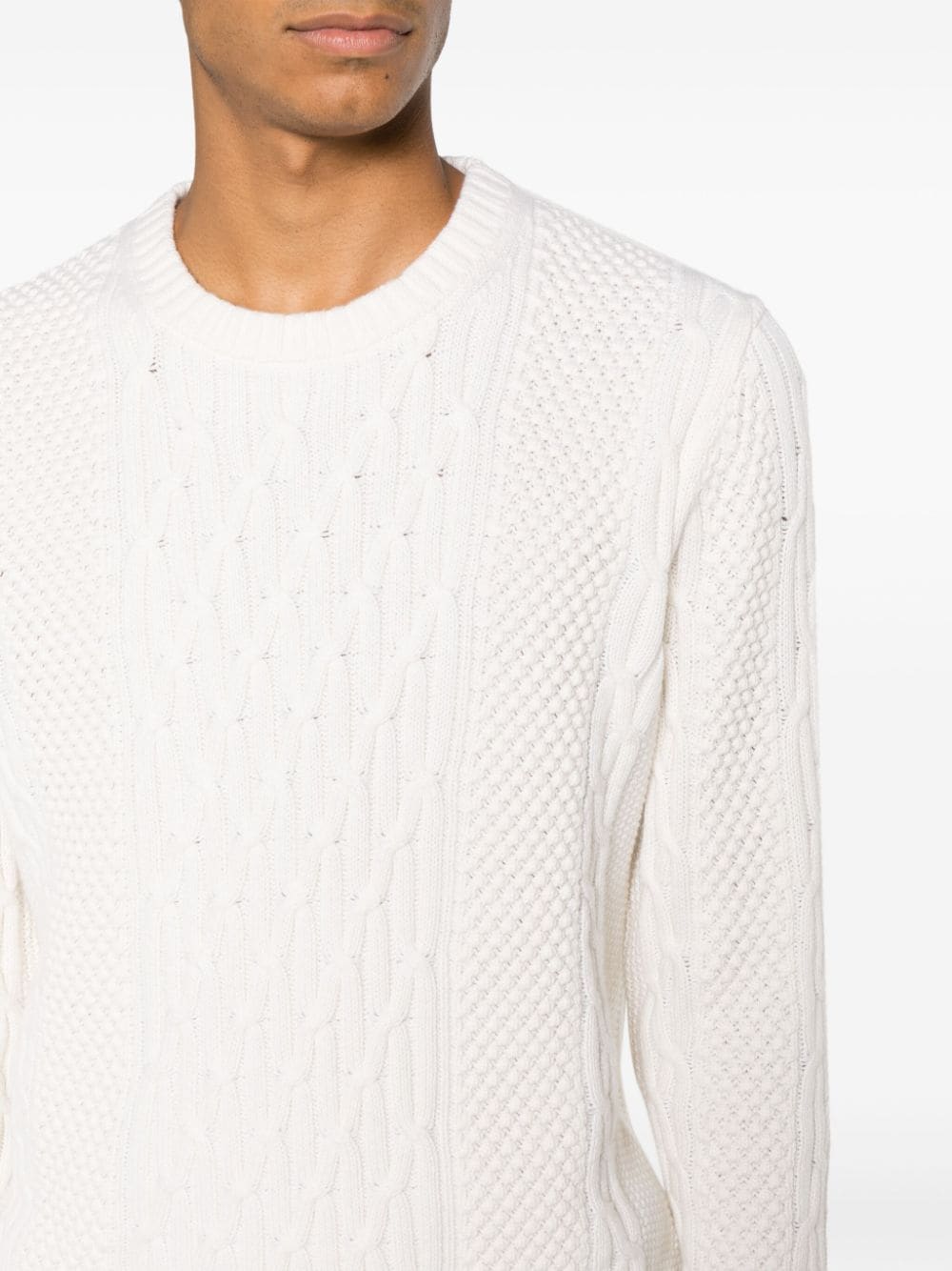 Shop Michael Kors Cable-knit Crew-neck Jumper In Nude