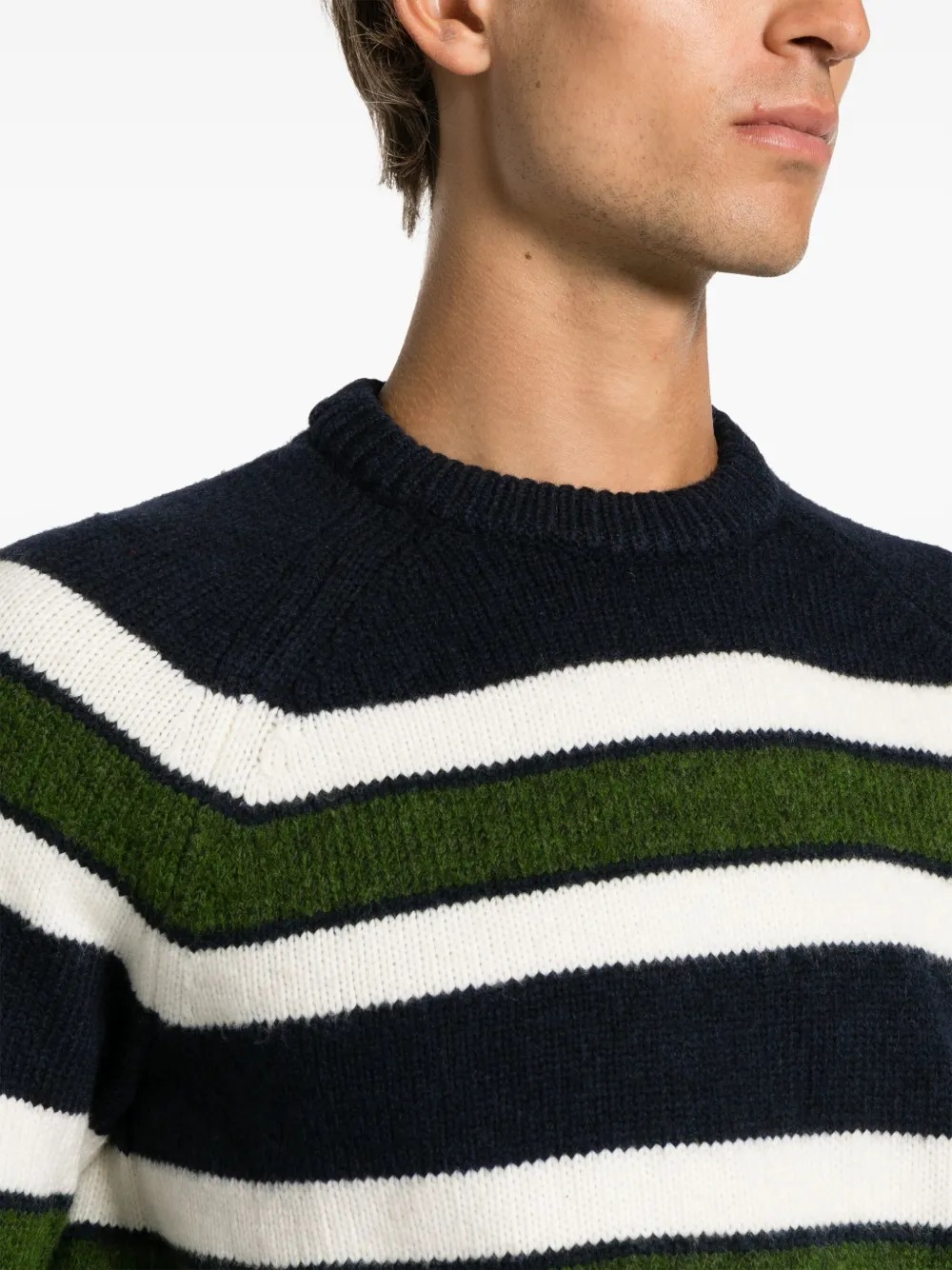 Shop Michael Kors Intarsia-knit Striped Jumper In Blue