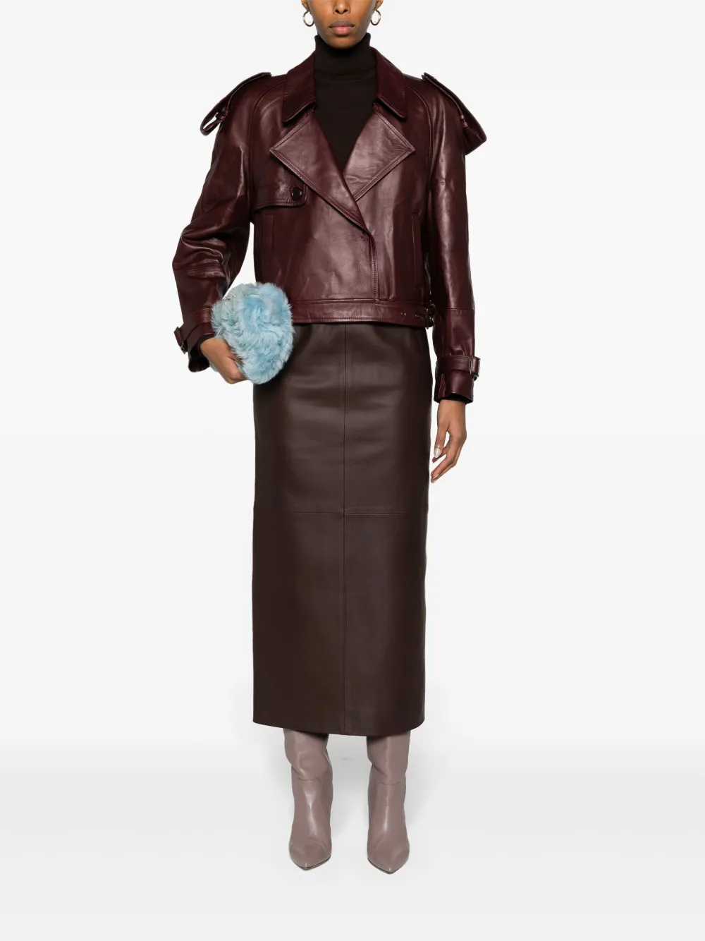 Salvatore Santoro cropped leather trench jacket - Rood