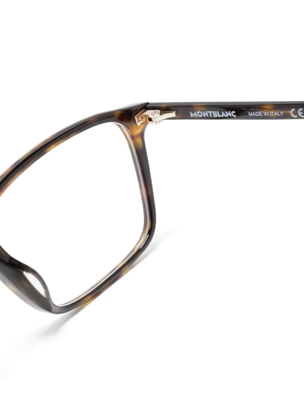 Shop Montblanc Tortoiseshell-effect Rectangle-frame Glasses In Brown