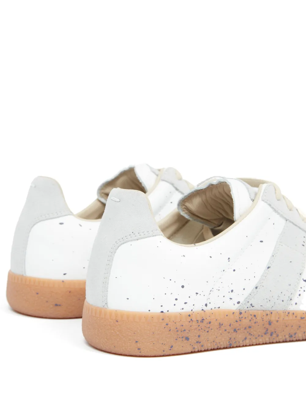 Shop Maison Margiela Replica Paint Leather Sneakers In White