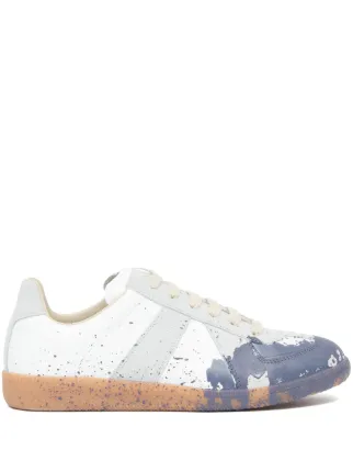 Maison Margiela Replica Paint Leather Sneakers | White | FARFETCH