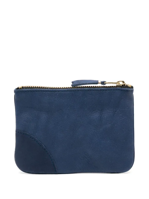 Comme Des Garçons Wallet Washed zip-up Leather Pouch | Blue
