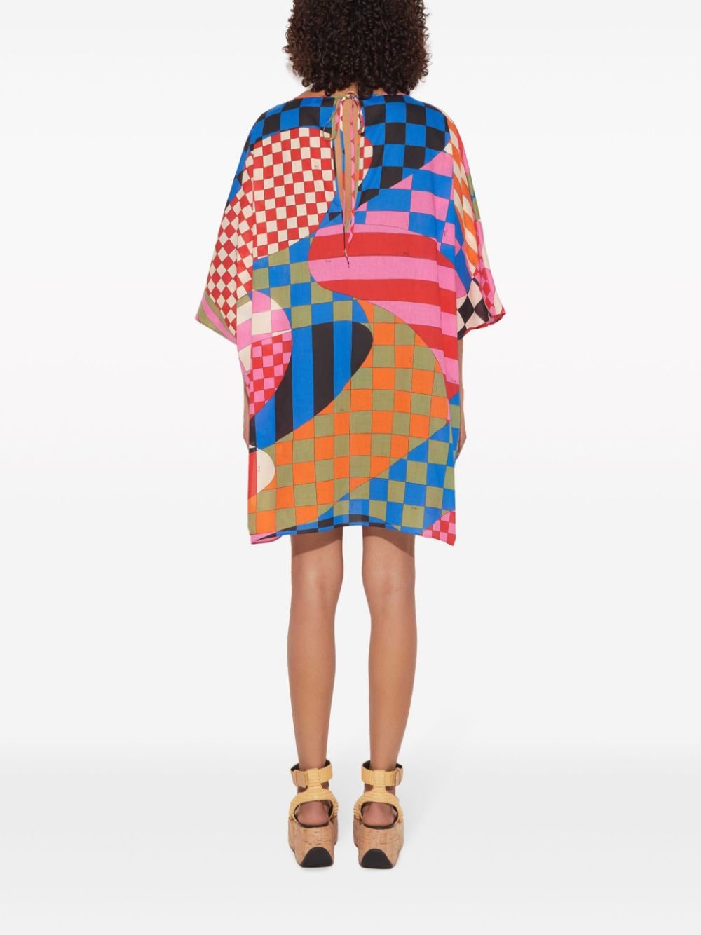 Shop Pucci Abstract Checkered Kaftan In Multicolour