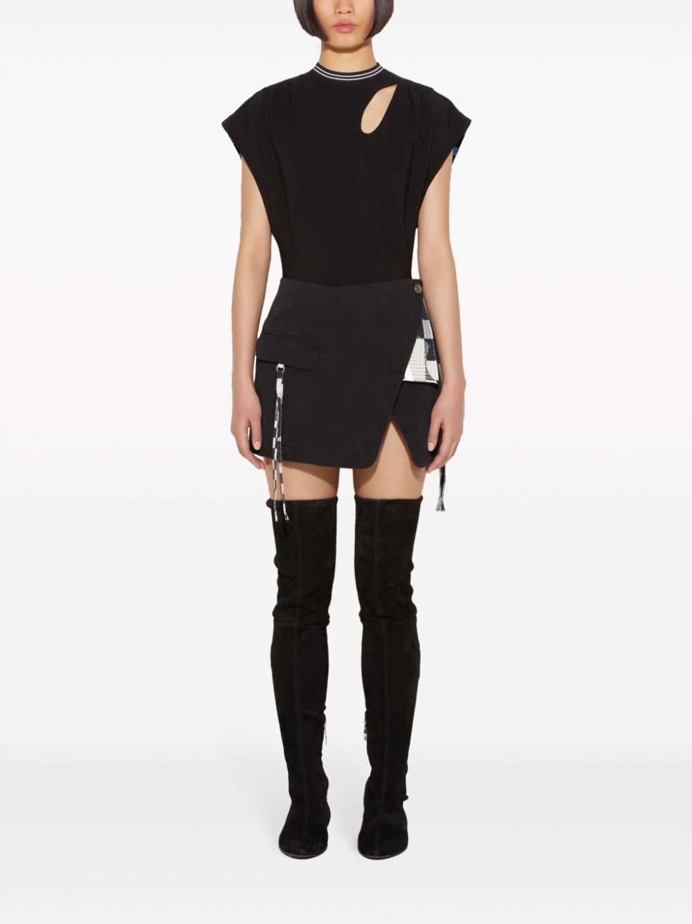 Shop Pucci Cut-out Detail Cap-sleeved T-shirt In Black
