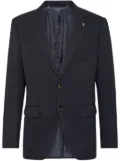 Billionaire logo-patch single-breasted blazer - Blue