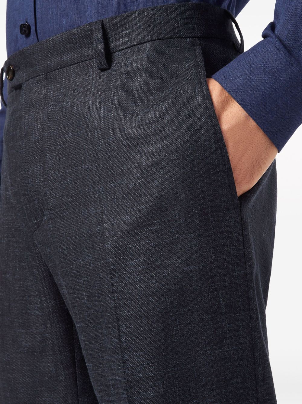 Shop Billionaire Tapered-leg Wool-blend Trousers In Blue