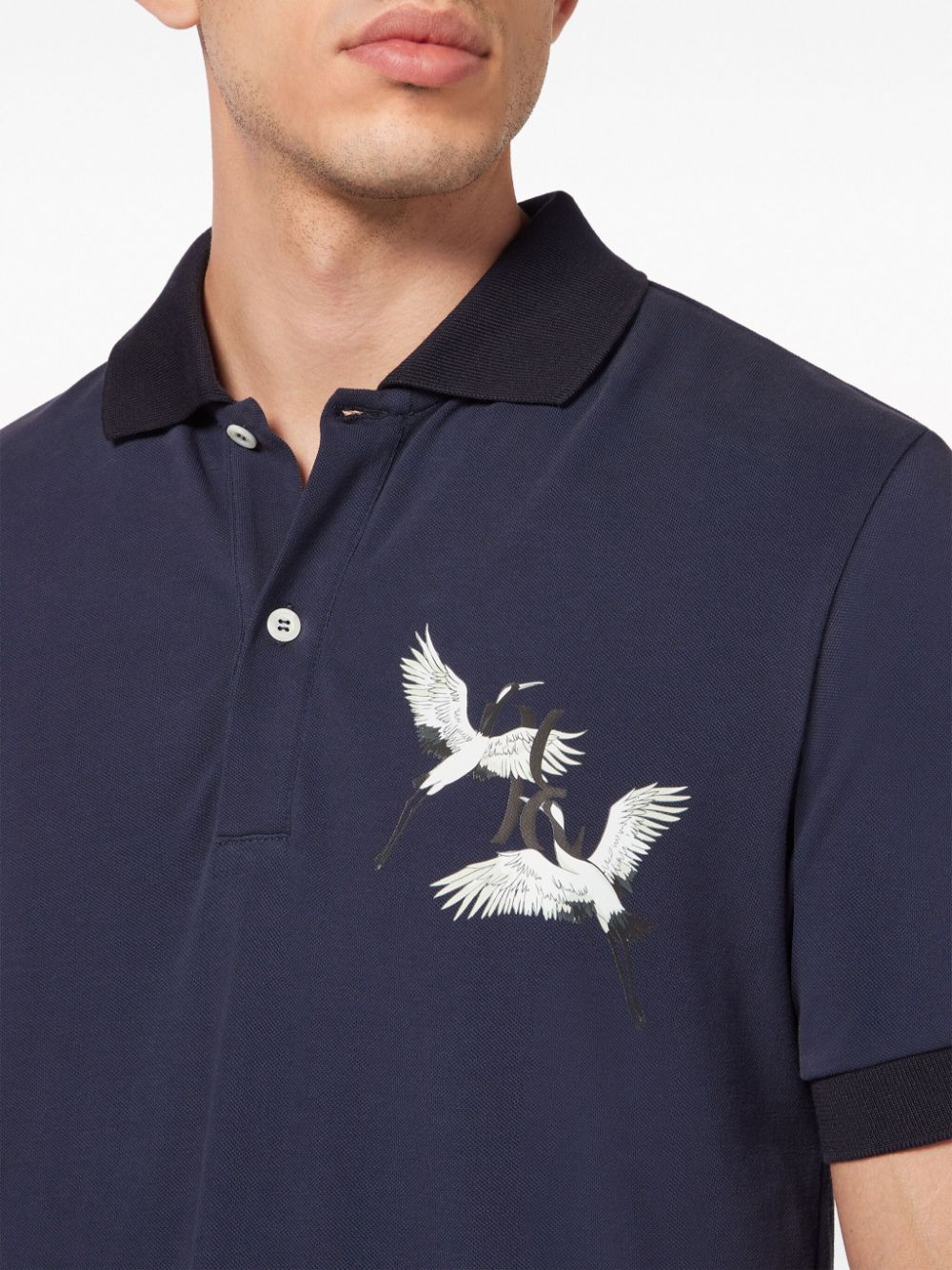 Shop Billionaire Embroidered Piqué Polo Shirt In Blue