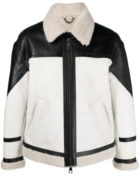 Neil Barrett faux-shearling trim leather jacket