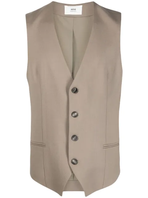 AMI Paris V-neck virgin wool waistcoat