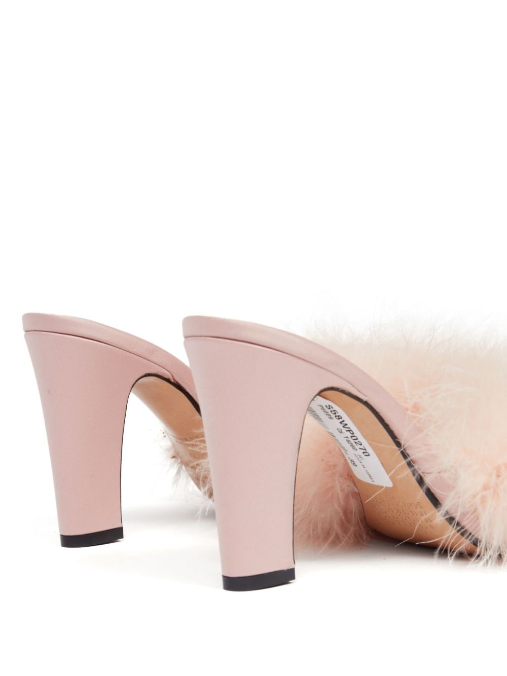 Shop Maison Margiela Feather 90mm Satin Mules In Pink