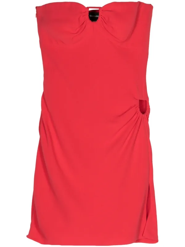 Giorgio Armani Pre-Owned 2000s cut-out Ruched Silk Minidress Red
