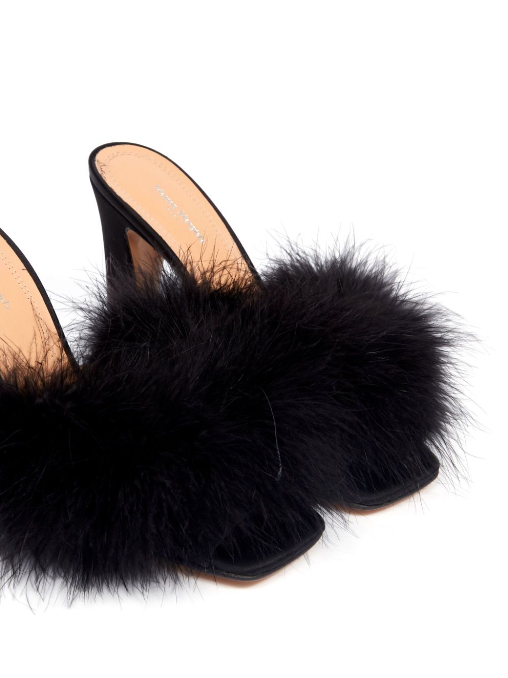 Shop Maison Margiela Feather 90mm Satin Mules In Black