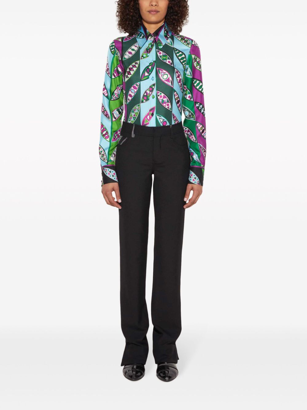 PUCCI Girandole-print silk shirt - Blauw