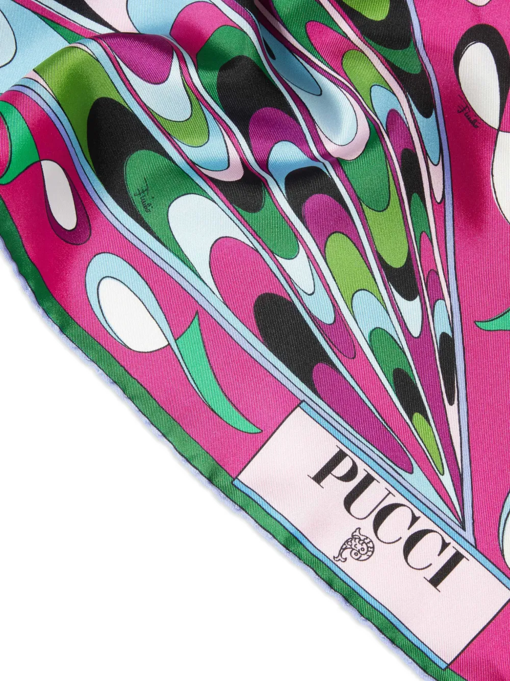 Shop Pucci Abstract Print Silk Scarf In Black