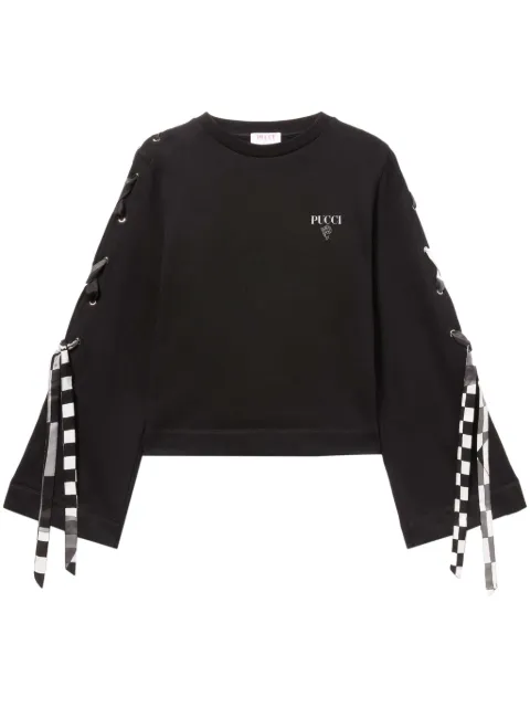 PUCCI Giardino-print lace-detail cotton sweatshirt