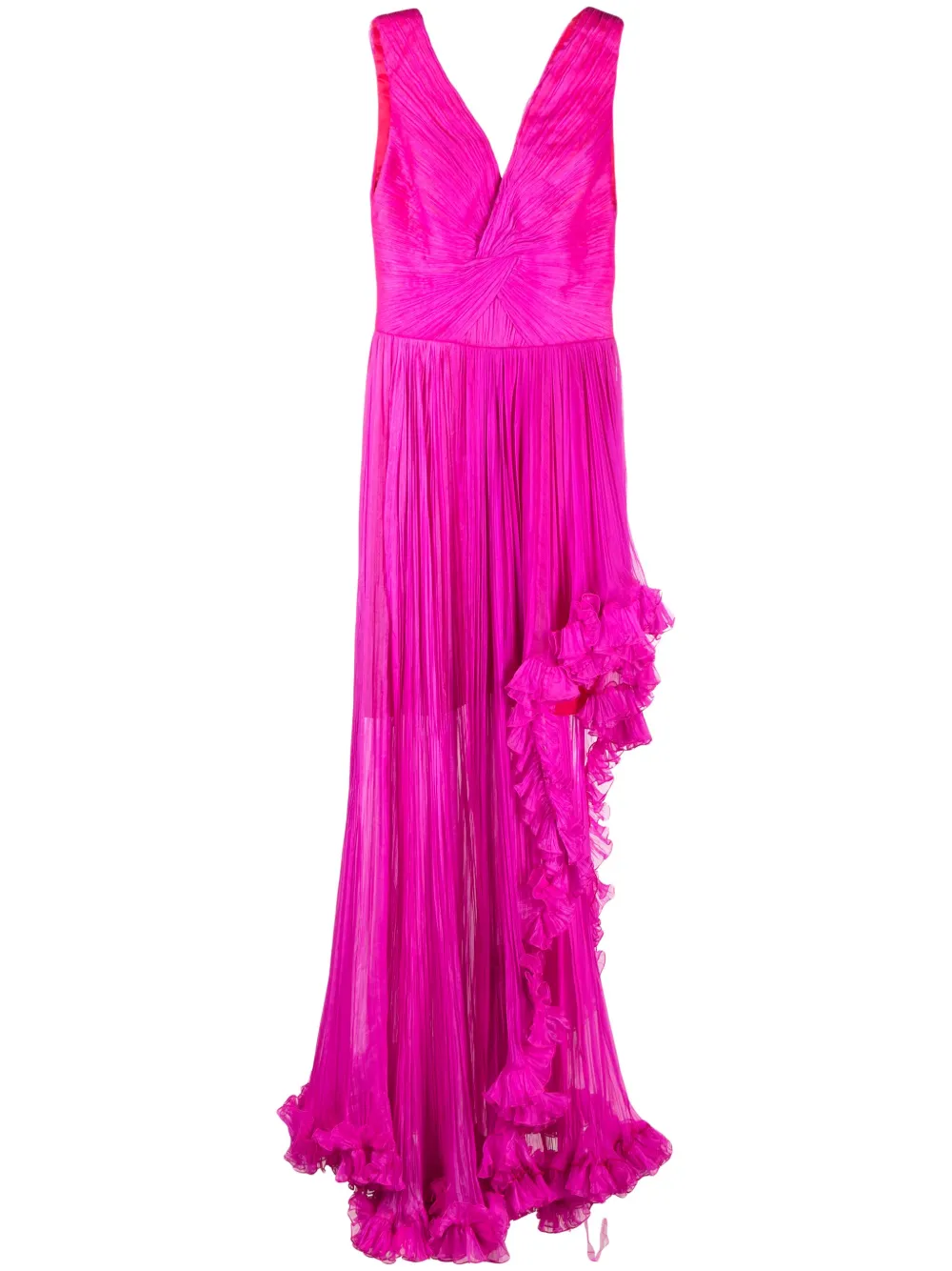 ruffle-detailing V-neck dress