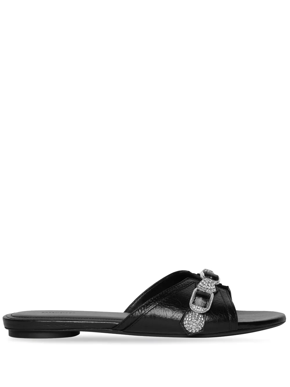 Balenciaga Cagole leather slides Black