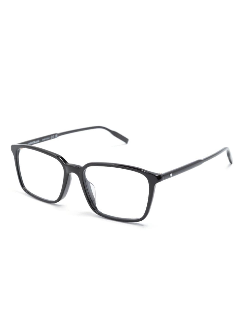 Shop Montblanc Logo-engraved Square-frame Glasses In Black