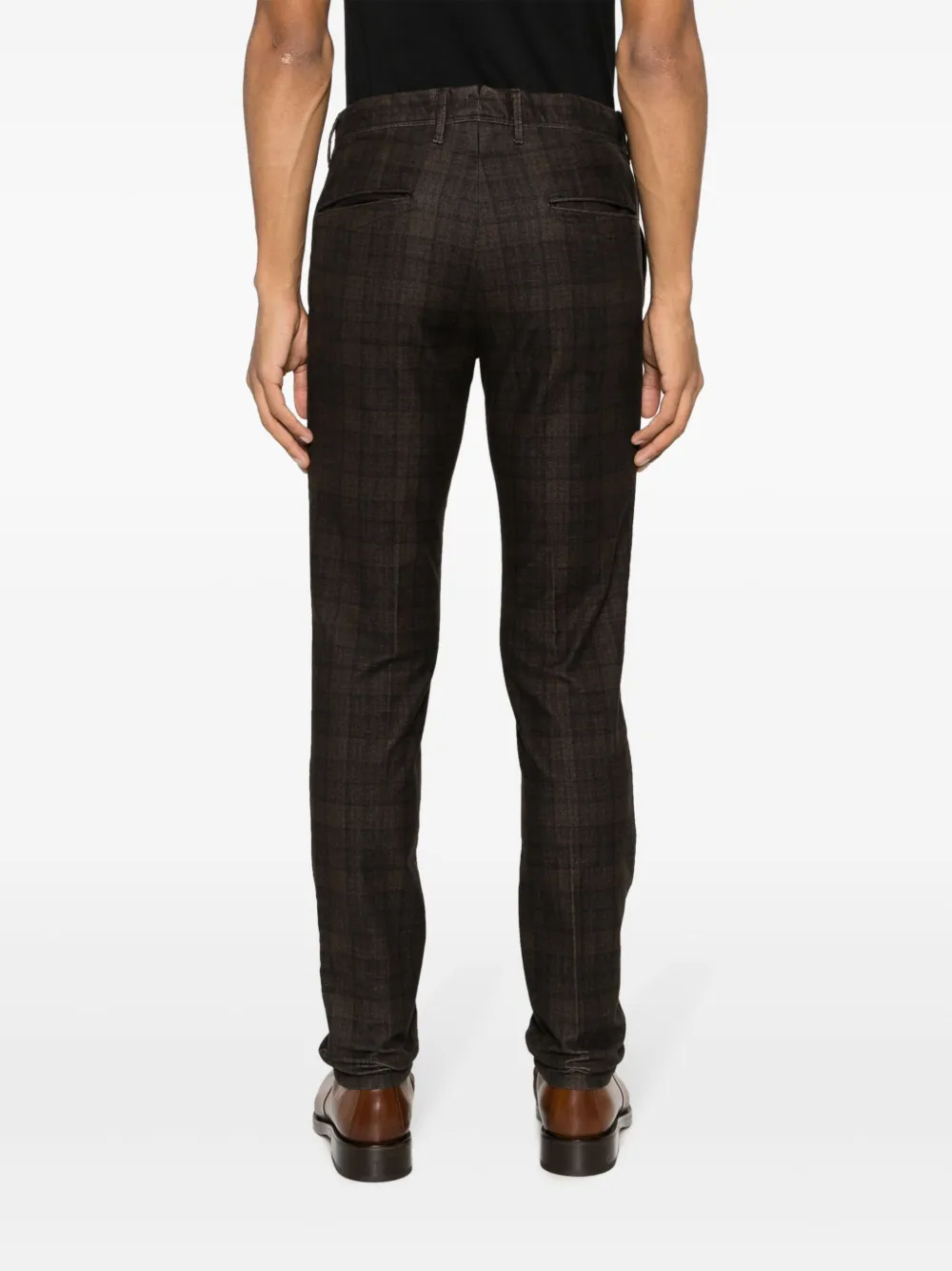 Shop Incotex Check-print Straight-leg Trousers In Brown