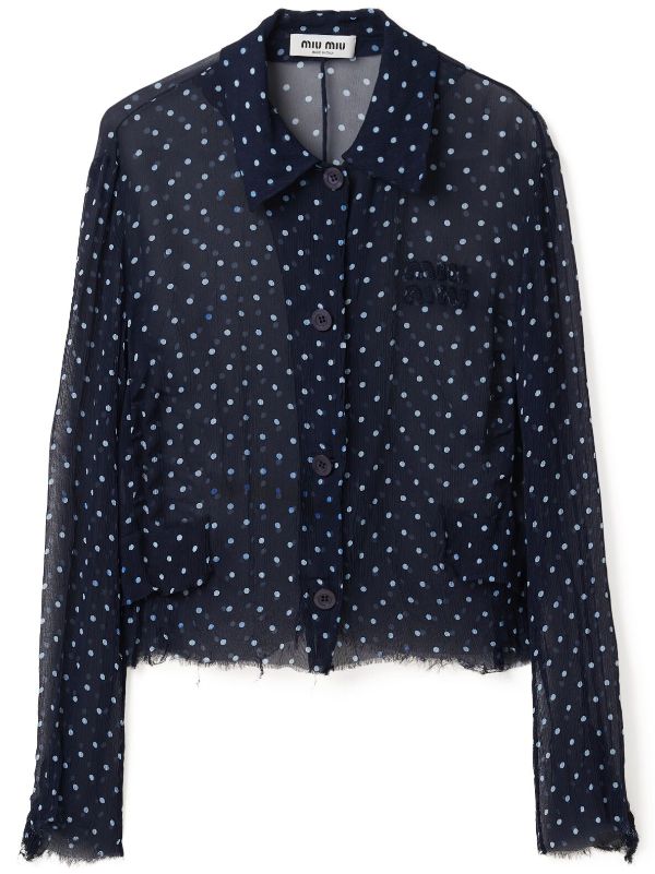 Zara Black Polka Dot Semi-Sheer Blouse Top
