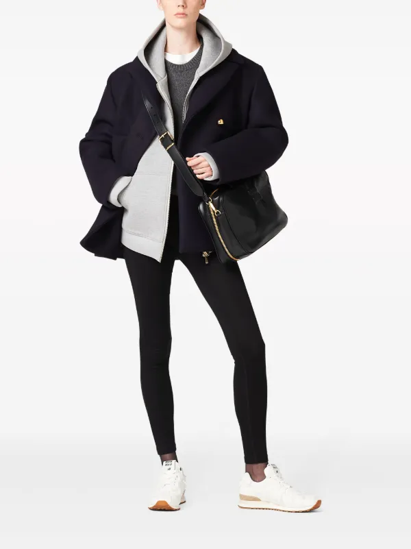 Miu Miu black wool peacoat with popular pleated hem 42