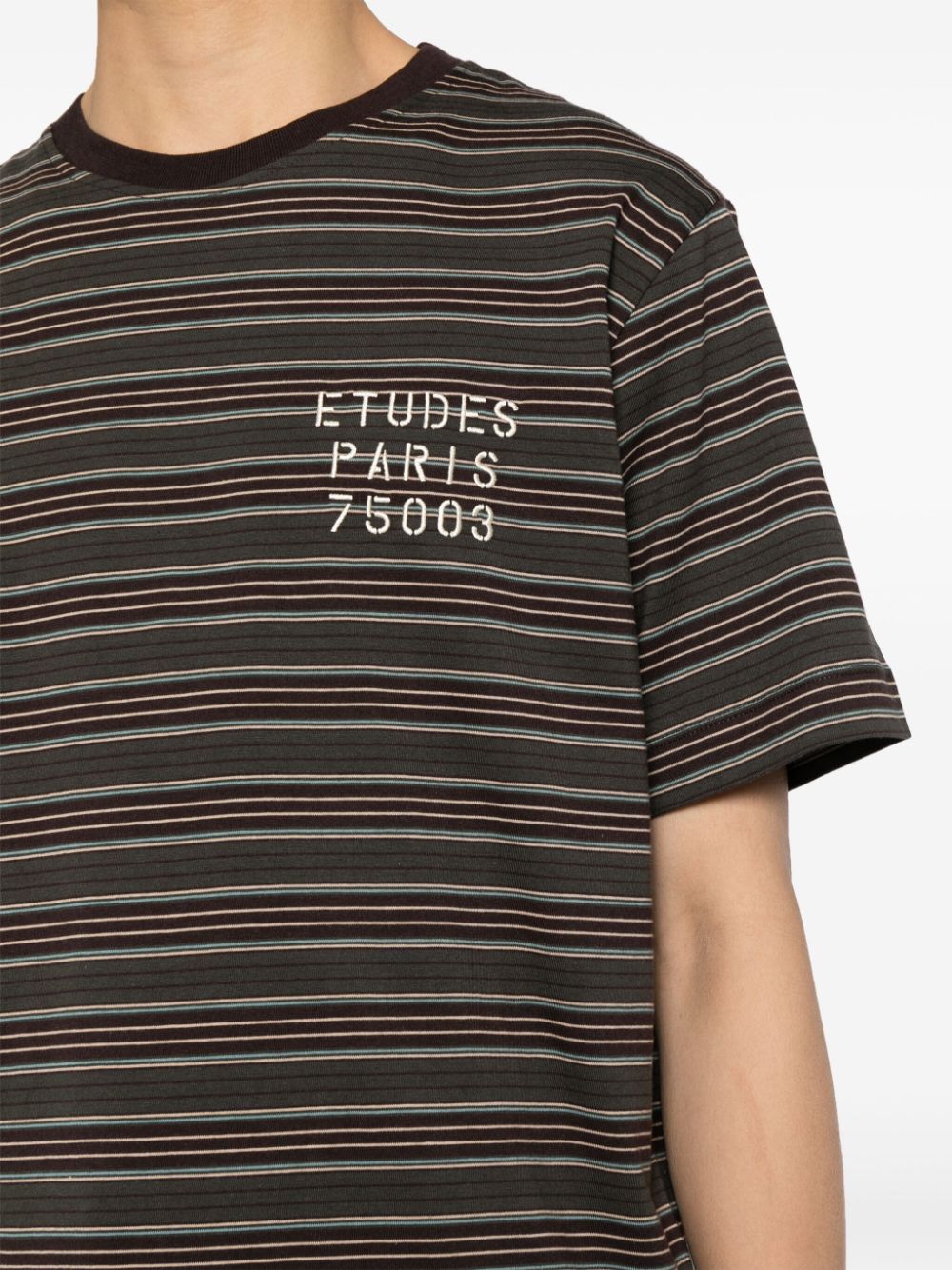 Shop Etudes Studio Striped Cotton T-shirt In Multicolour