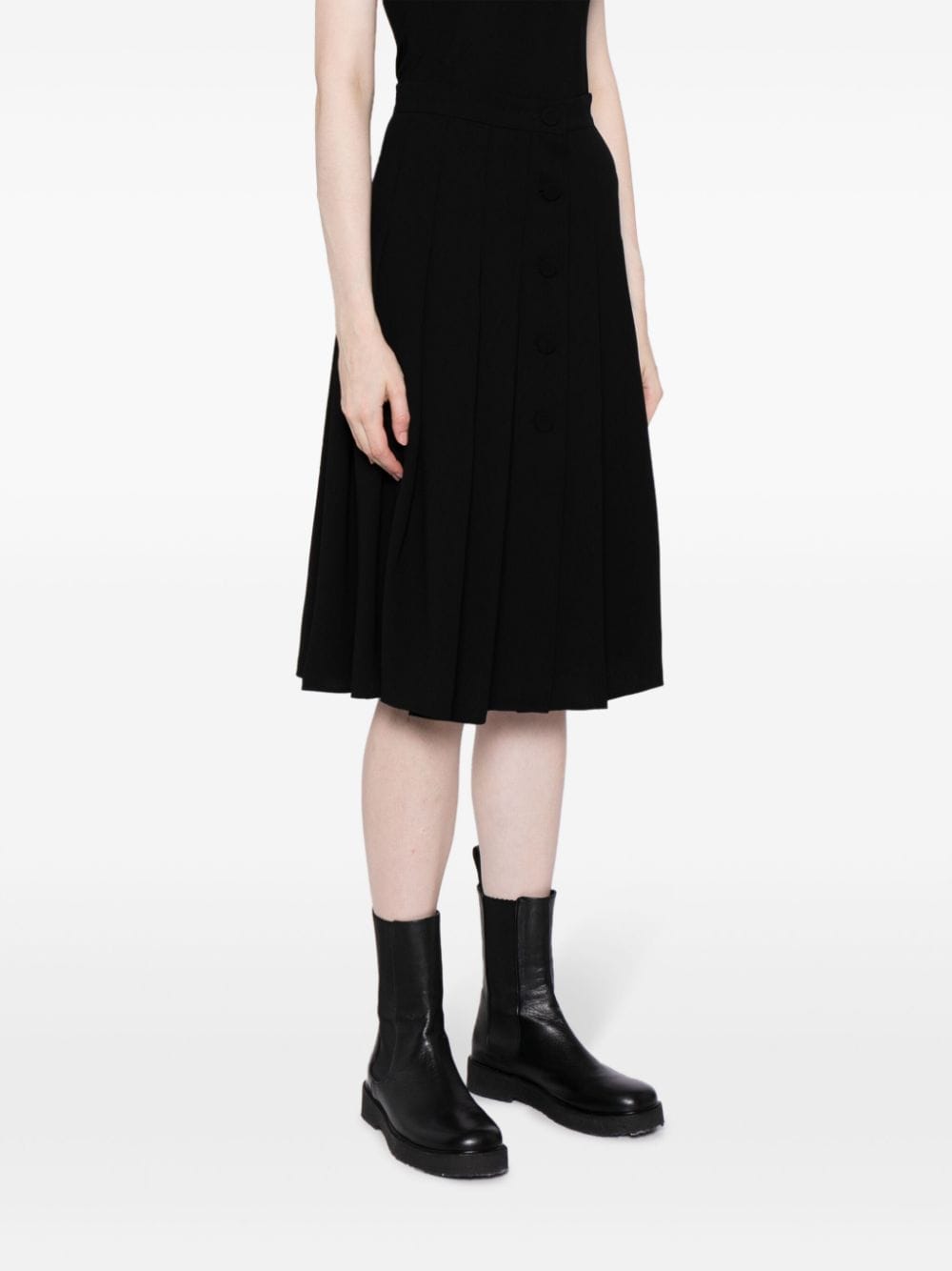 Shop Agnès B. Galloway Pleated Midi Skirt In Black