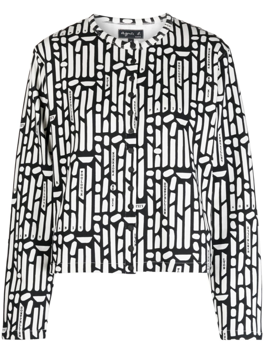 Agnès B. Digital-print Cotton Cardigan In Black