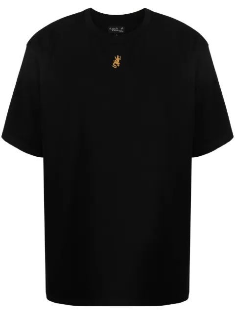 agnès b.  lizard-embroidered cotton t-shirt 