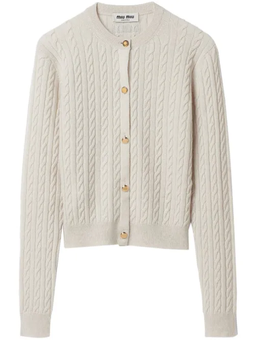 Cardigan en maille torsadée - Miu Miu - Modalova